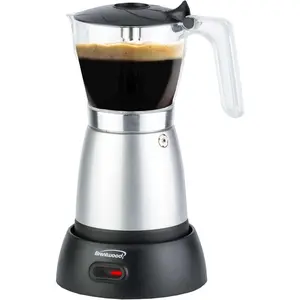 Brentwood Electric Moka Pot Espresso Machine, 6 servings, Silver