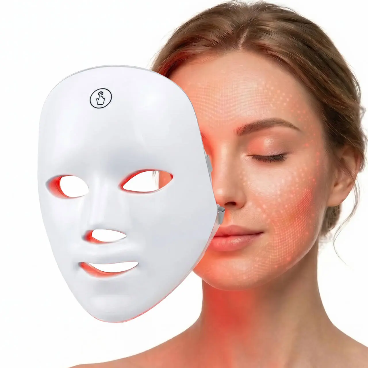 Cotsoco Red Light Therapy Mask, 7 Color LED Facial Mask Rechargeable Led Photorejuvenation Mask for Skincare, Facial Beauty Instrument, Gift for Women