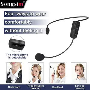 Songsim WX26 Headset Microphone with 2.4Ghz Receiver Flexible metal gooseneck, 360° adjustable Works with interactive teaching machine, PC & audio mixer; compatible with 3.5mm /6.5mm jacks Ideal teaching tool for teachers, tour guides