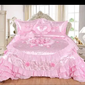 Caribbean Breeze 9 Piece Wedding Bedspread King Size with 1 Bedspread 1 Flat Sheet 1 Pillow Sham 1 Pillowcase 1 Bed Skirt 1 Bed Runner 1 Pair of Slippers