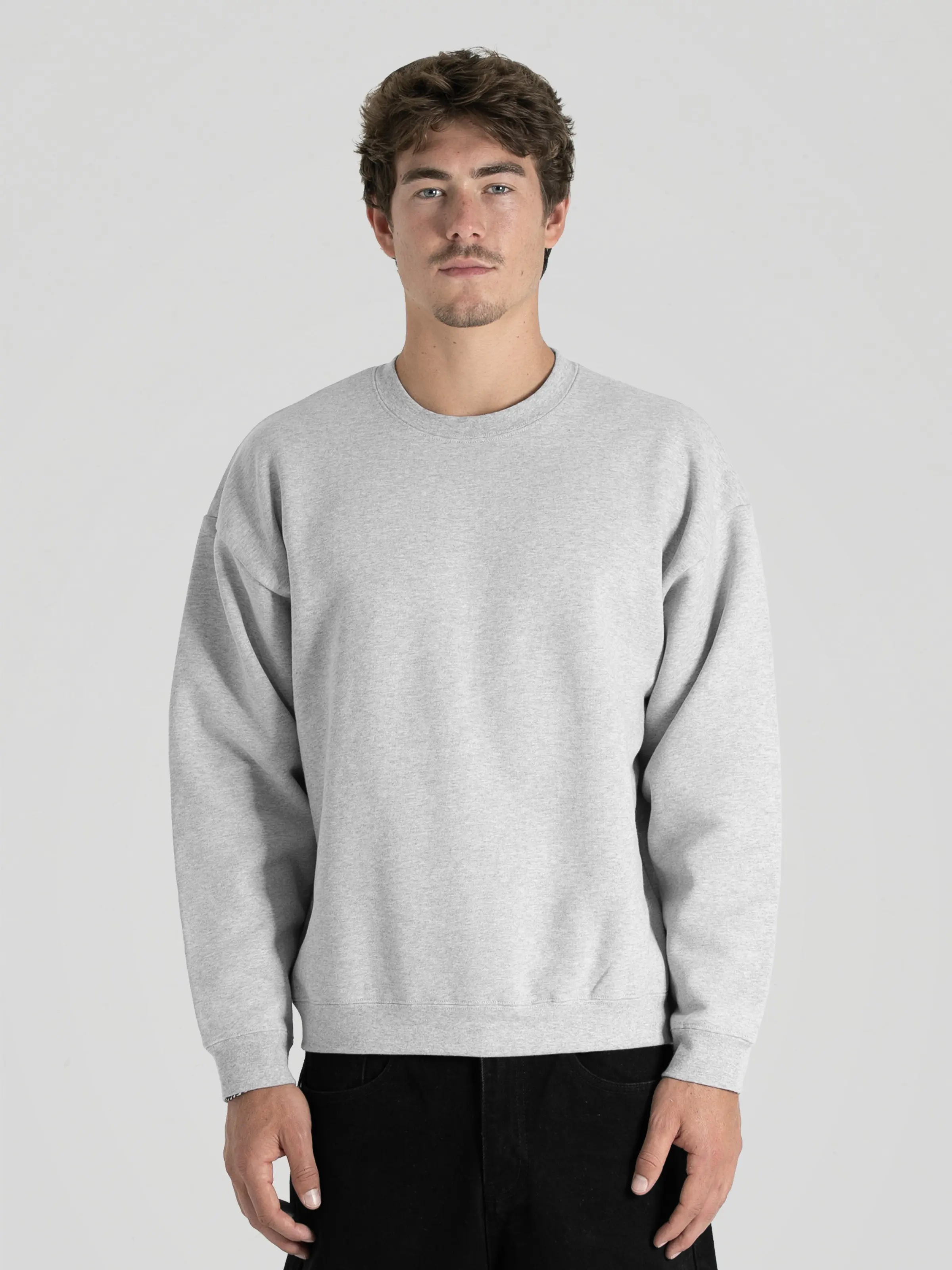 600 GSM 'Heather Grey' Fleece Crewneck
