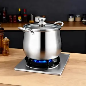 Large 22cm 866 Inch All Stainless Steel Deep Soup Pot with Lid Heavy Duty Casserole Stew Pot Cookware for Induction Hob and Gas Camping Cooking Noodle Pasta Pan Kitchenware