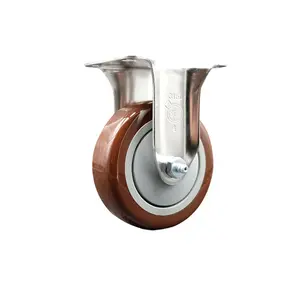Service Caster SCC-SS31620R414-PPUB-MRN Polyurethane Rigid Top Plate Caster with 4 in. Maroon Caster Wheel - 316 Stainless Steel Caster
