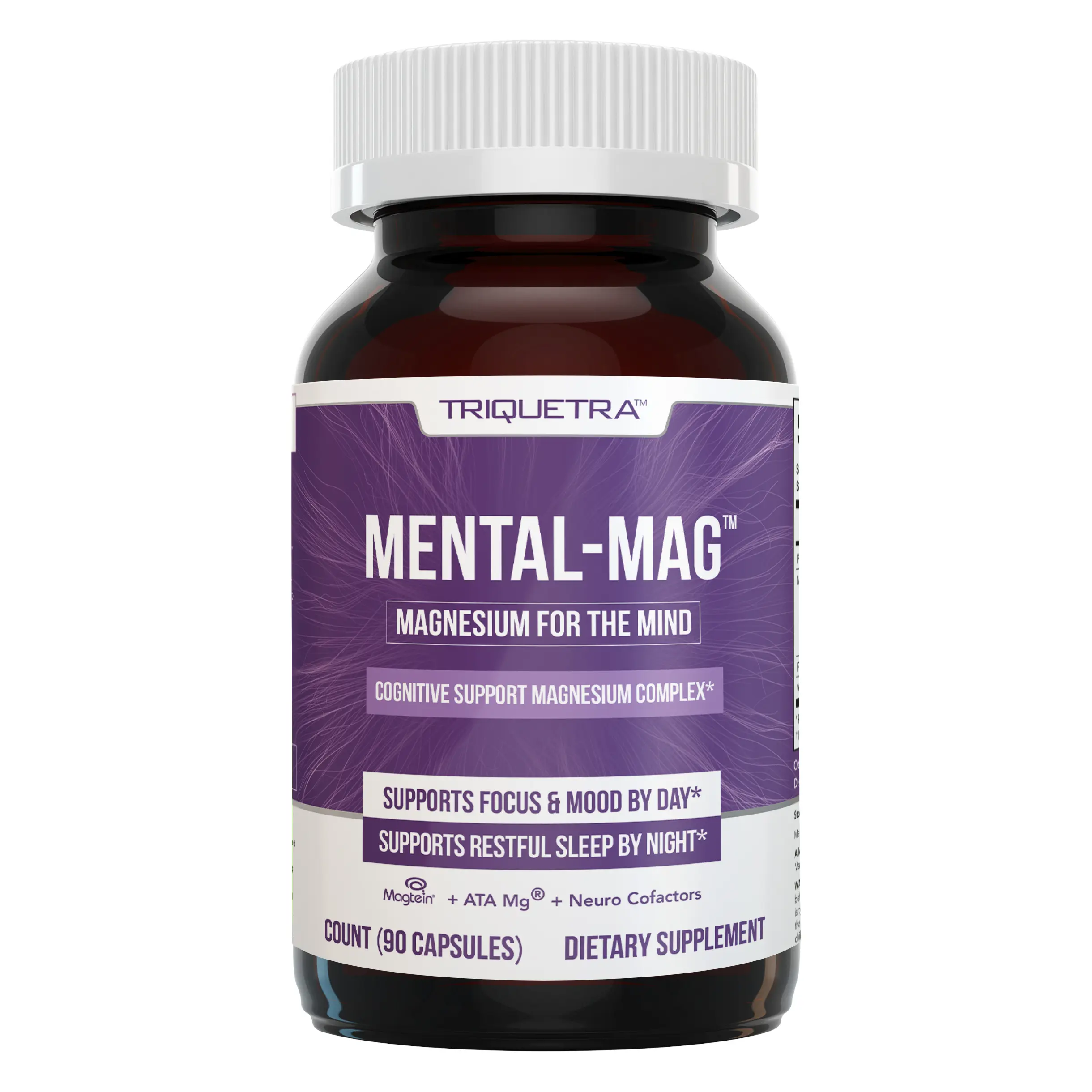 Mental-Mag, Magtein + ATA Mg Dual-Pathway Cognitive Support, Magnesium L-Threonate Complex, Supports Focus, Sleep & Memory, with Neuro Cofactors (90 Capsules)