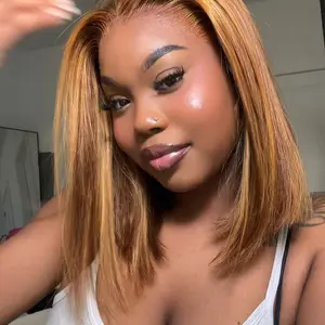 [$39 Live Only] QTHAIR Double Drawn High Density 4/27 Highlight Color Pre-Cut Lace Bob 4x4 Pull Go Transparent Lace Closure Wigs Pre Bleached Knots 200 Density Human Hair Wig