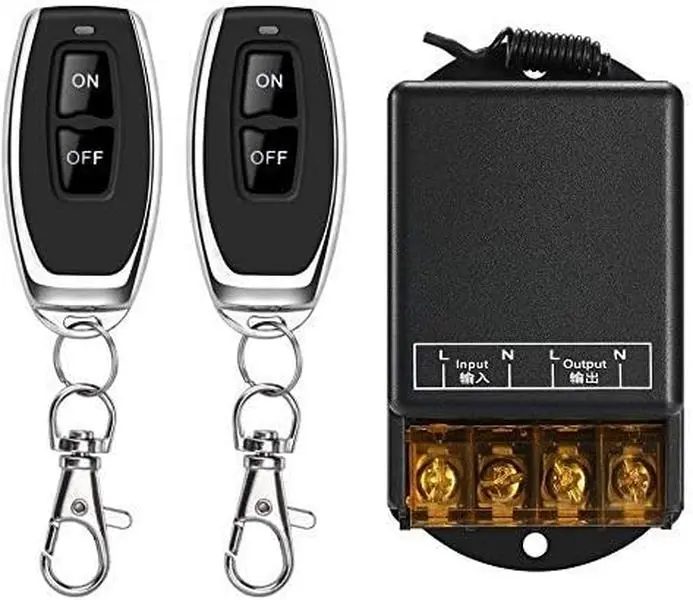 30A Capacity RF Relay Remote - 110V/120V/240V Long-Range Ctrl (328ft) Set Pack for Household Appliances, Lamps, Windows, Gate (Black)