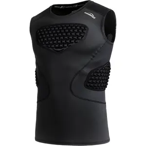 COOLOMG Mens Baseball Chest Rib Protector Adult Football Padded Compression Shirt for Rugby Lacrosse Sports Jersey