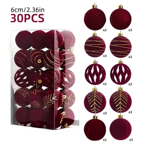 Christmas Balls Ornaments, Flocked Multicolor Hanging Ornaments, Home & Family Holiday Decorations, Perfect for Weddings Parties, Room Decor Ornament