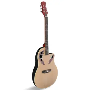 41-In Full-Size Dreadnought Cutaway Round Back Acoustic Guitar, Spruce Top with Grape Sound Hole, Burlywood Steel Strings, Rosewood Fingerboard, Full Enclosed Tuning Pegs for Beginners & Intermediate Players