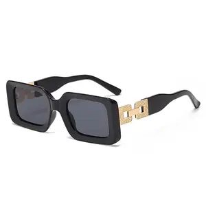 Cross-border European and American sunglasses, trendy small square frame outdoor street style sunglasses, metal chain leg, ladies' sunglasses