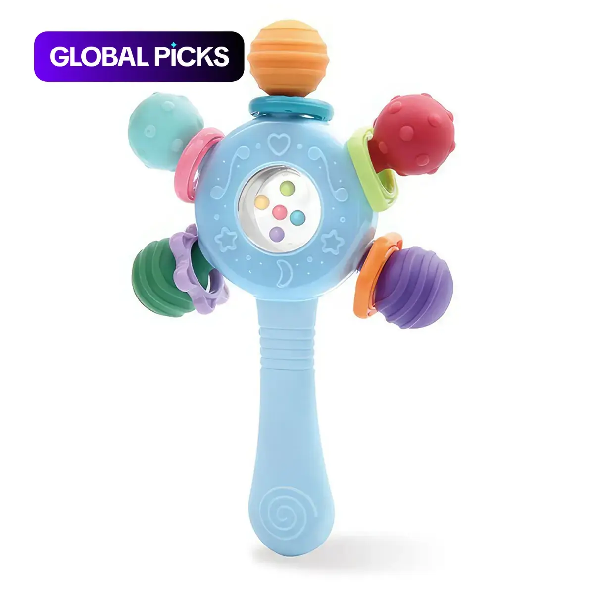 Baby Teether Rattle Toy, Newborn Infant Baby Teething and Sensory Play Toy for Early Education and Motor Skills Training, Teething Stick, Birthday Gift for Boys and Girls