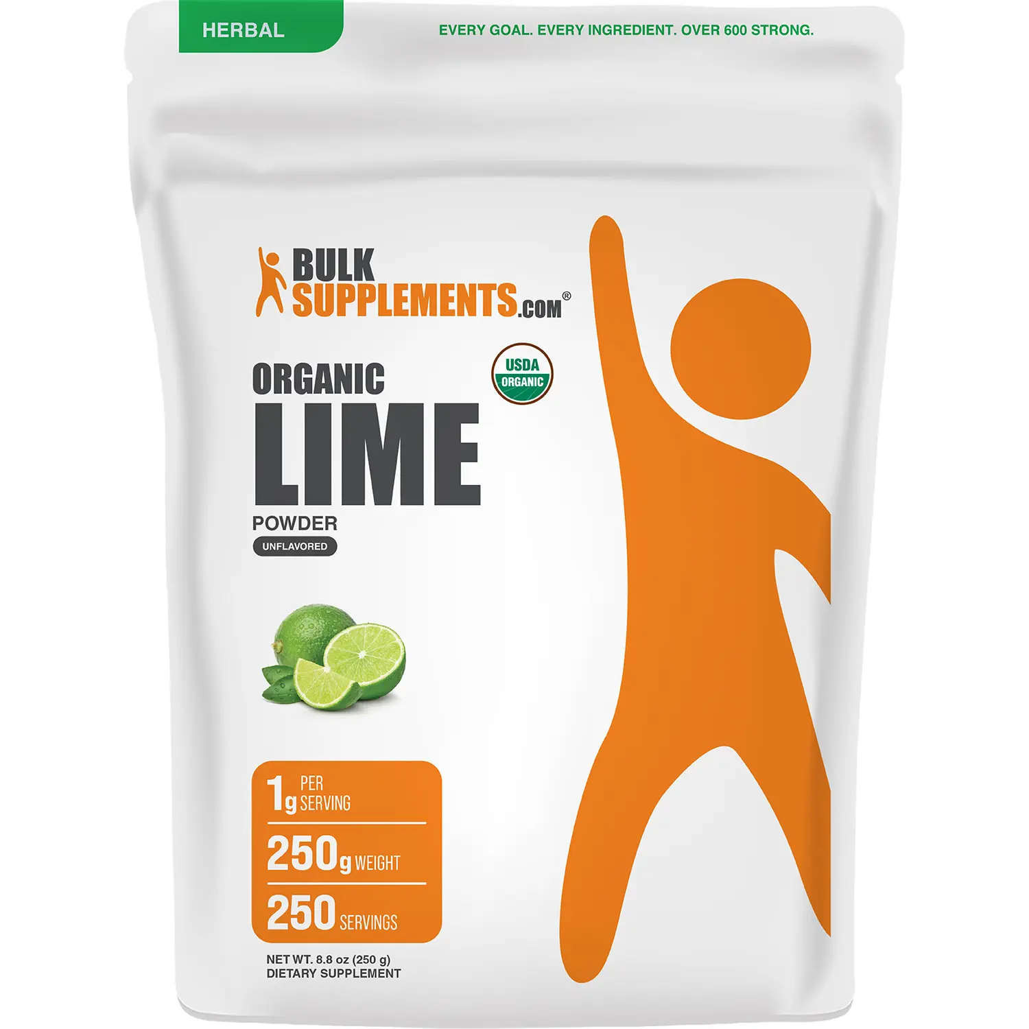 BulkSupplements - Organic Lime Powder - Digestive Support - Antioxidant - 250g - 1g per Serving