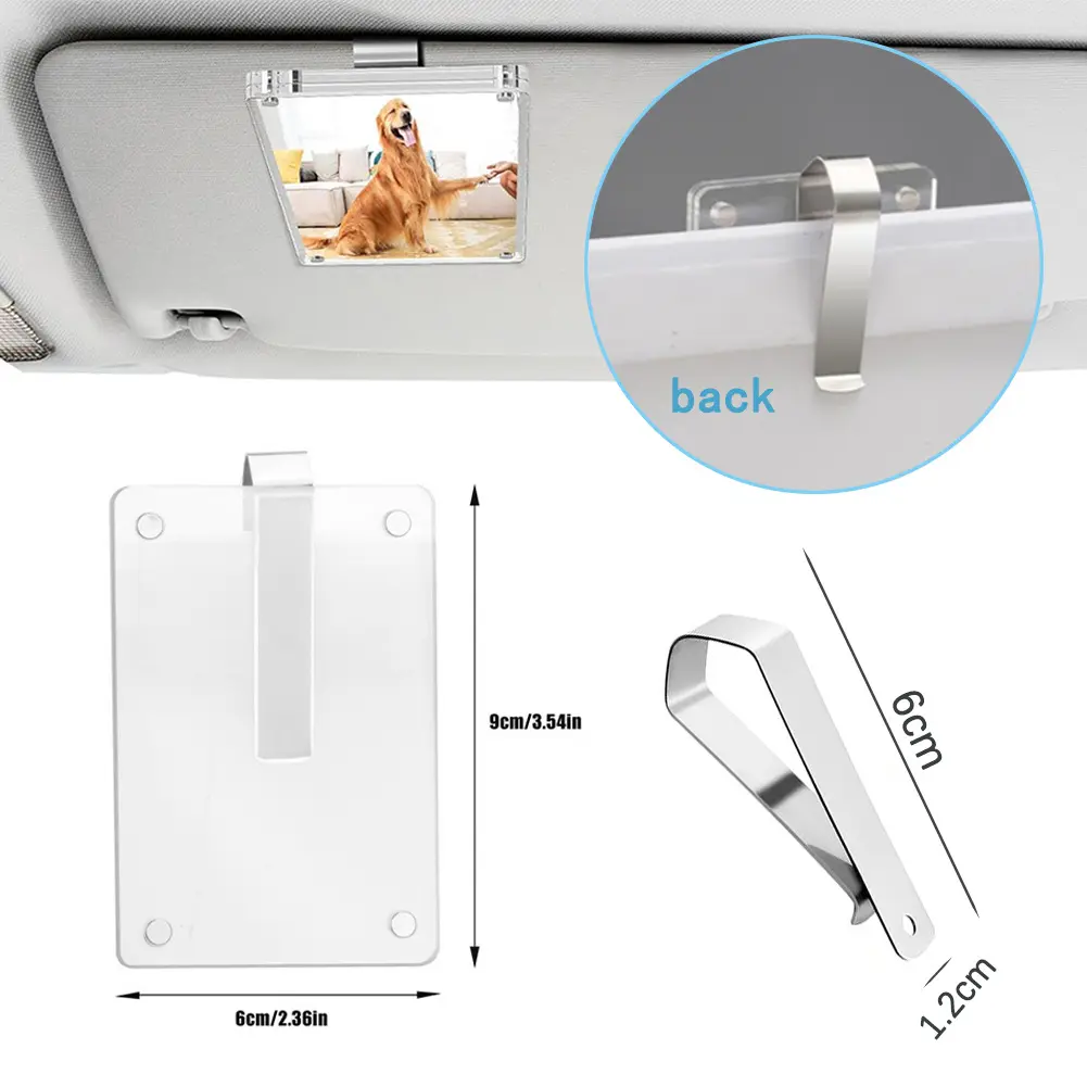 2-Pack Magnetic Car Sun Visor Photo Clips, Clear Acrylic Display Frames for Personalized Family Pet Photos, Easy to Clip Driver Gift, Car Accessory, Durable Auto Accessory and Visor Clip