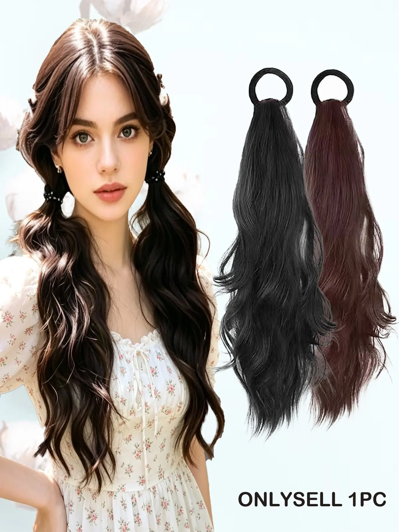 KAIRIYA Curly Ponytail Extension with Hair Tie Hair Natural Wig Elastic Band Wave Fake Ponytail Wigs Synthetic Hairpiece Wavy Ponytail Extension Accessories for Women Daily 18 Inch Synthetic Ponytail Hairpieces