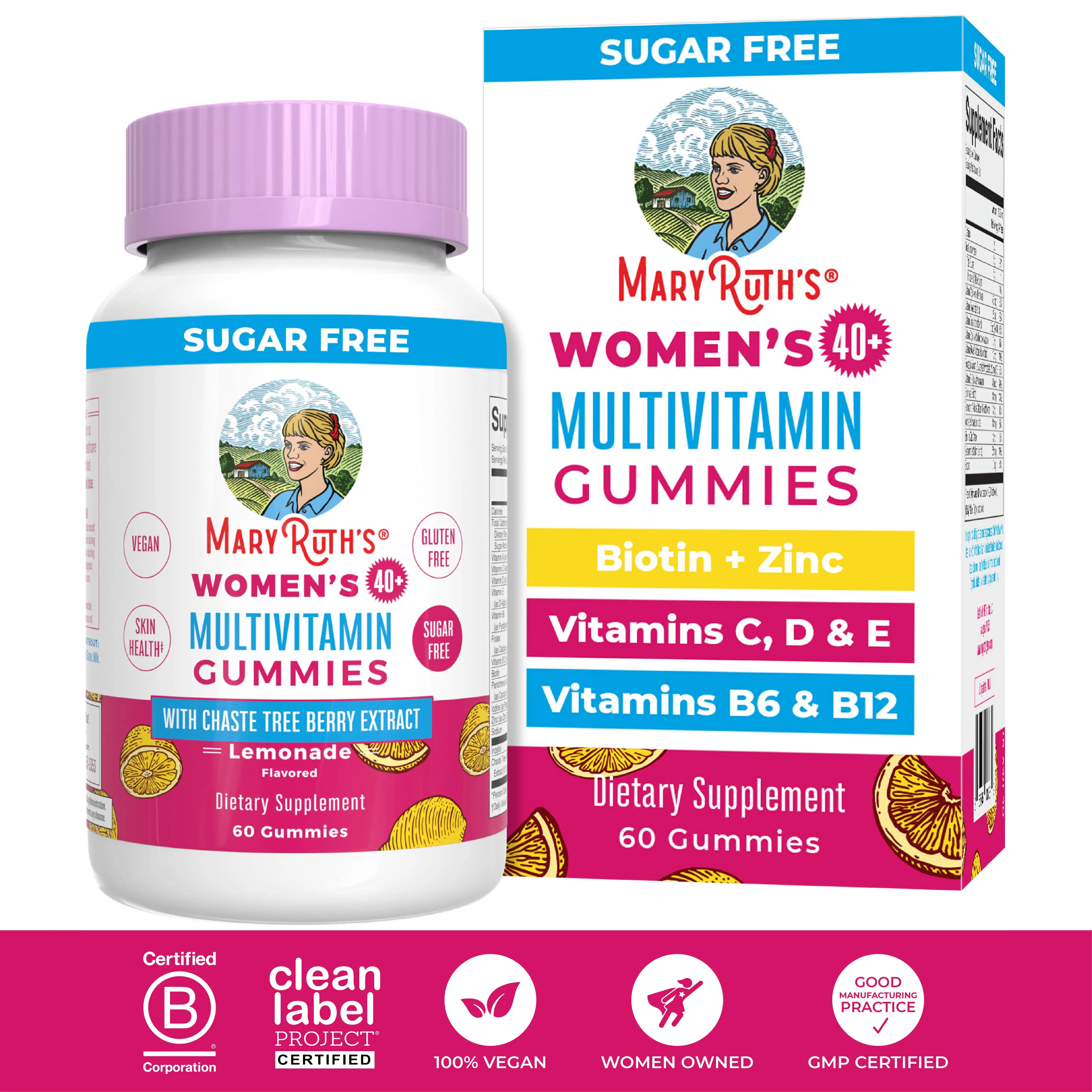 MaryRuth's Women's 40+ Multivitamin Gummies – Essential Nutrients – Overall Wellness - With Chaste Tree Berry - Sugar Free - 30 Servings