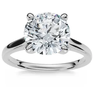 Certified 2Ct Solitaire Diamond Cathedral Engagement Ring White Gold Lab Grown