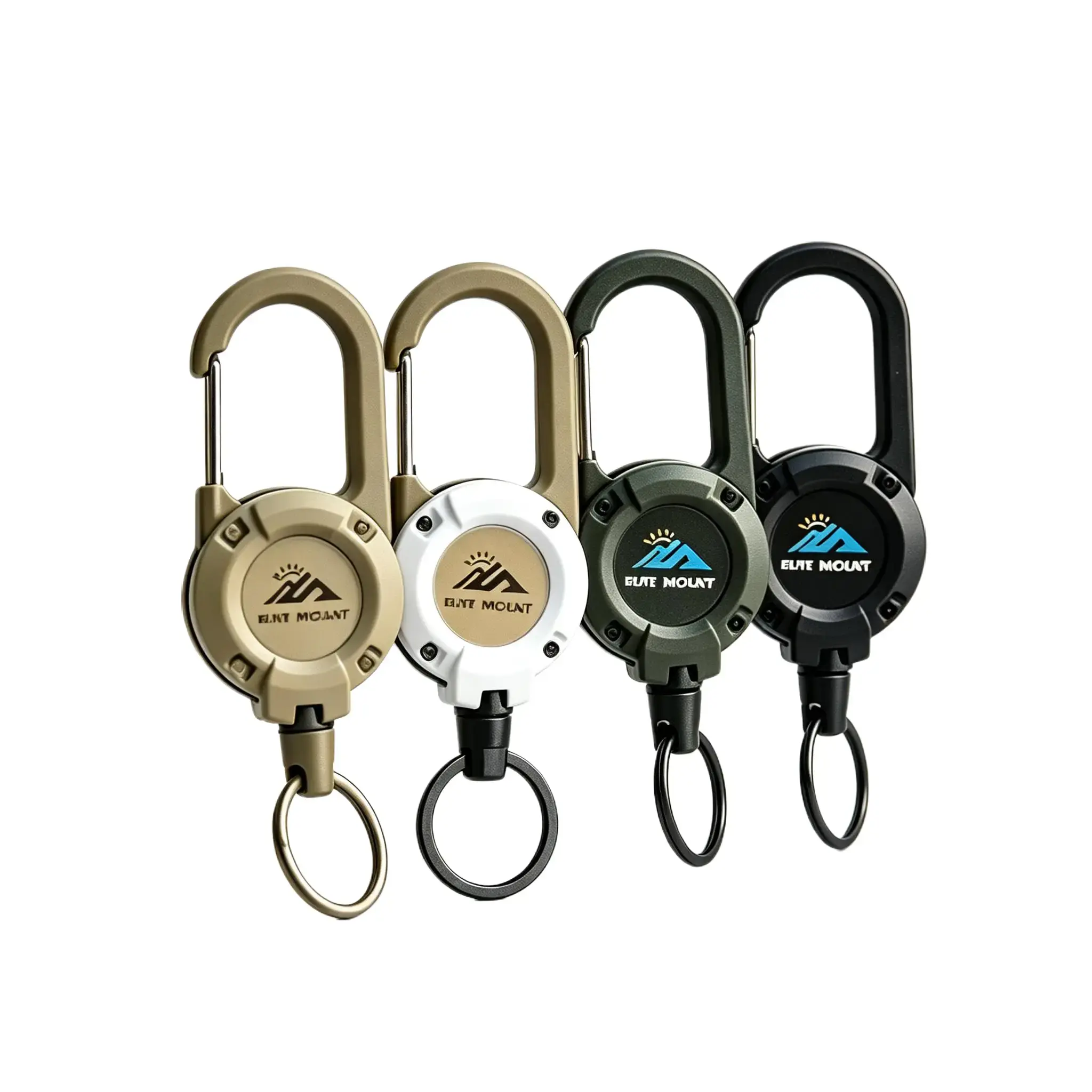 4Pcs Retractable Carabiner Keychain Badge Reel - Heavy Duty, Multi-Color Tactical Carabiner Clips with Durability, Secure Hold - Everyday Carry, Outdoor Gear for Camping Hiking Backpack Pocket Essentials, 4Pcs Black