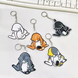Rotatable Bottom Naughty Cat Keychain Hanger - Creative Toy, Cute Fashion Accessory, Keychain Attachment for Schoolbags