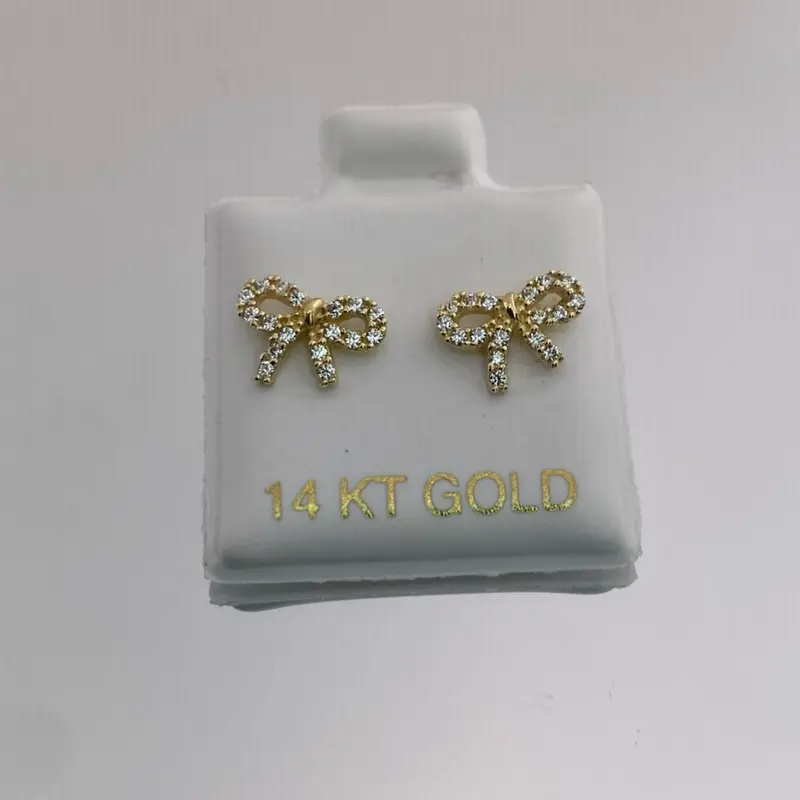 Women's 14-Carat Gold Elegant Coquette Bow Stud Earrings, High Quality Fashion Jewelry Accessories, Real Premium Carat Gold Studs Earrings for Women, Fashion Earrings