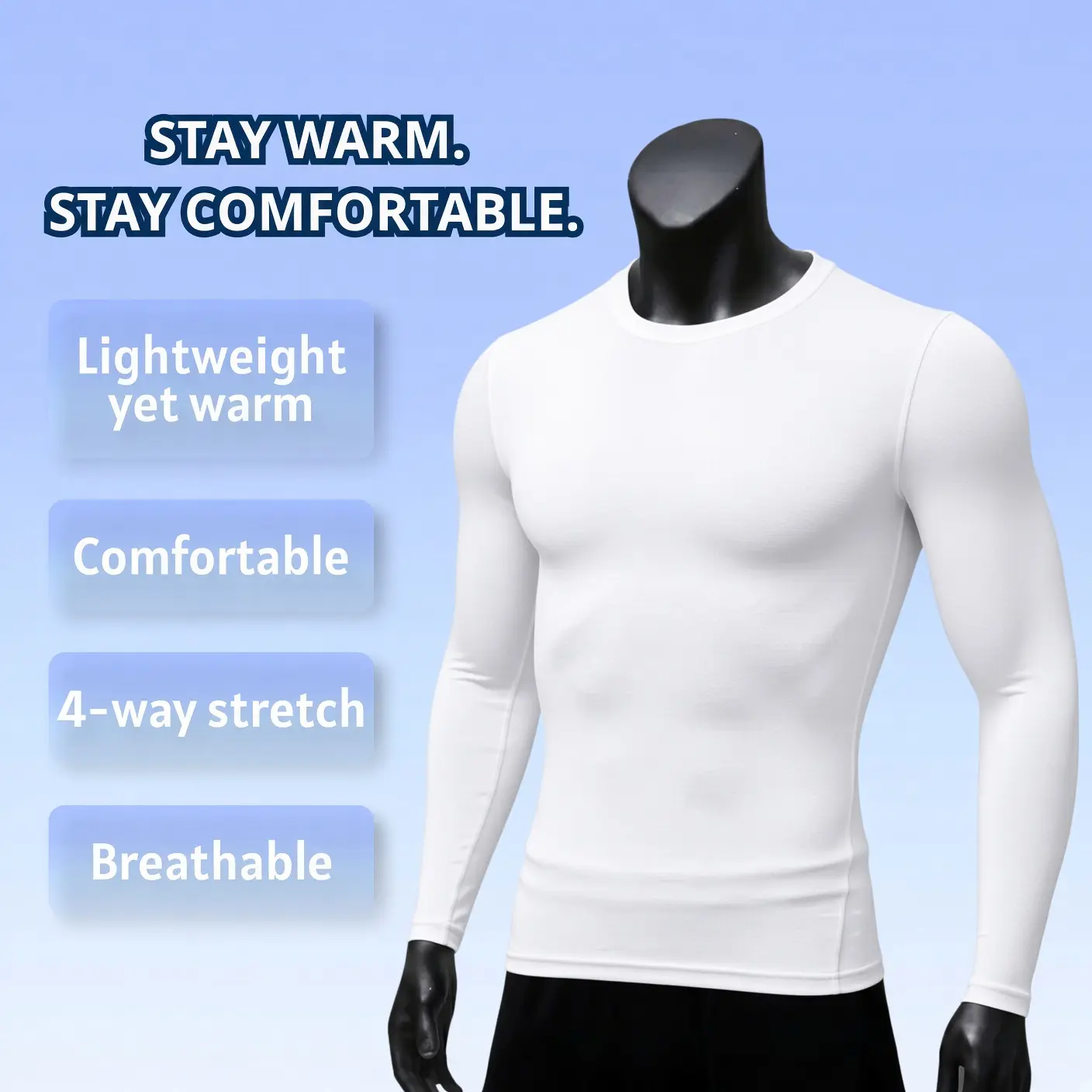 5-Pack Men's Long Sleeve Thermal Base Layer Compression Tops - Ultra Soft Fleece Lined Warm Winter Undershirt - Moisture Wicking 4-Way Stretch Athletic Performance Shirt for Cold Weather Running, Skiing, Snowboarding, Gym Workout & Daily Layering