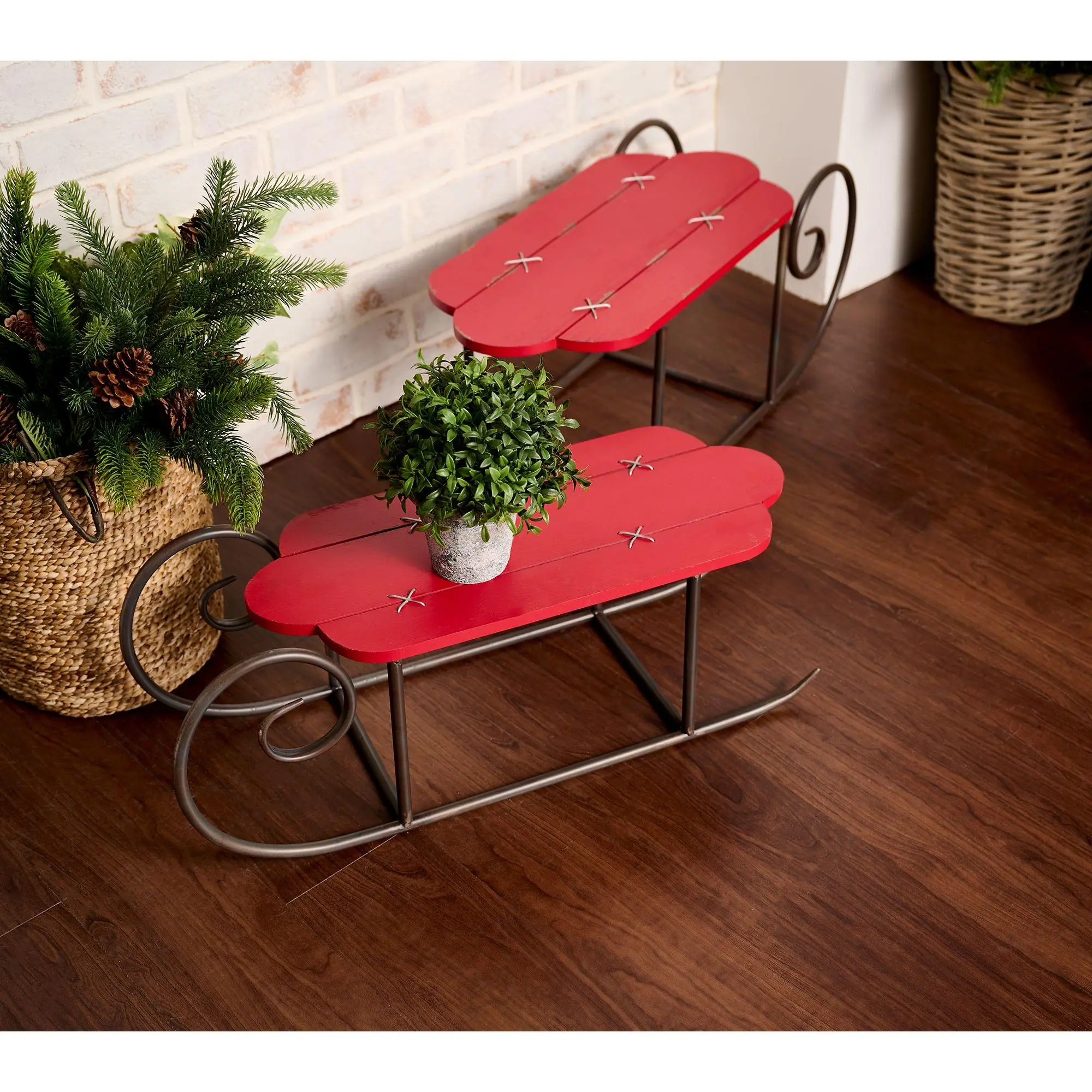 Set of 2 Wood Nested Sleighs with Metal Runner by Valerie