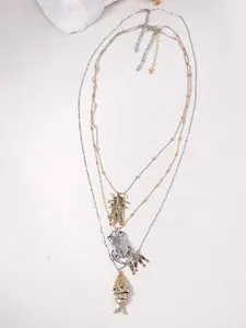 Unique and trendy animal and insect alloy pendants, including beetle, cicada, and fish, multi-layer necklace, high-end versatile style