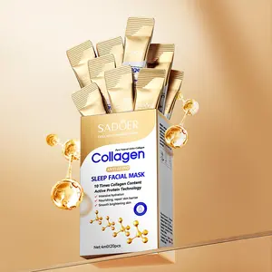 【4mIX20pcs/box 】Collagen Sleep Mask, Collagen Hydration Mask, 20pcs Night Repair Face Mask, Easy Absorption, Non-Irritating, Unisex, Portable, No Wash Needed