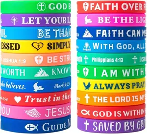 Bible Verse Bracelets – 20 Pcs Silicone Bracelets Bulk Jesus Bracelets – Cute Christian Bracelet Colored Wristbands – Comfortable and Lightweight – Perfect Religious Gifts for Men, Women