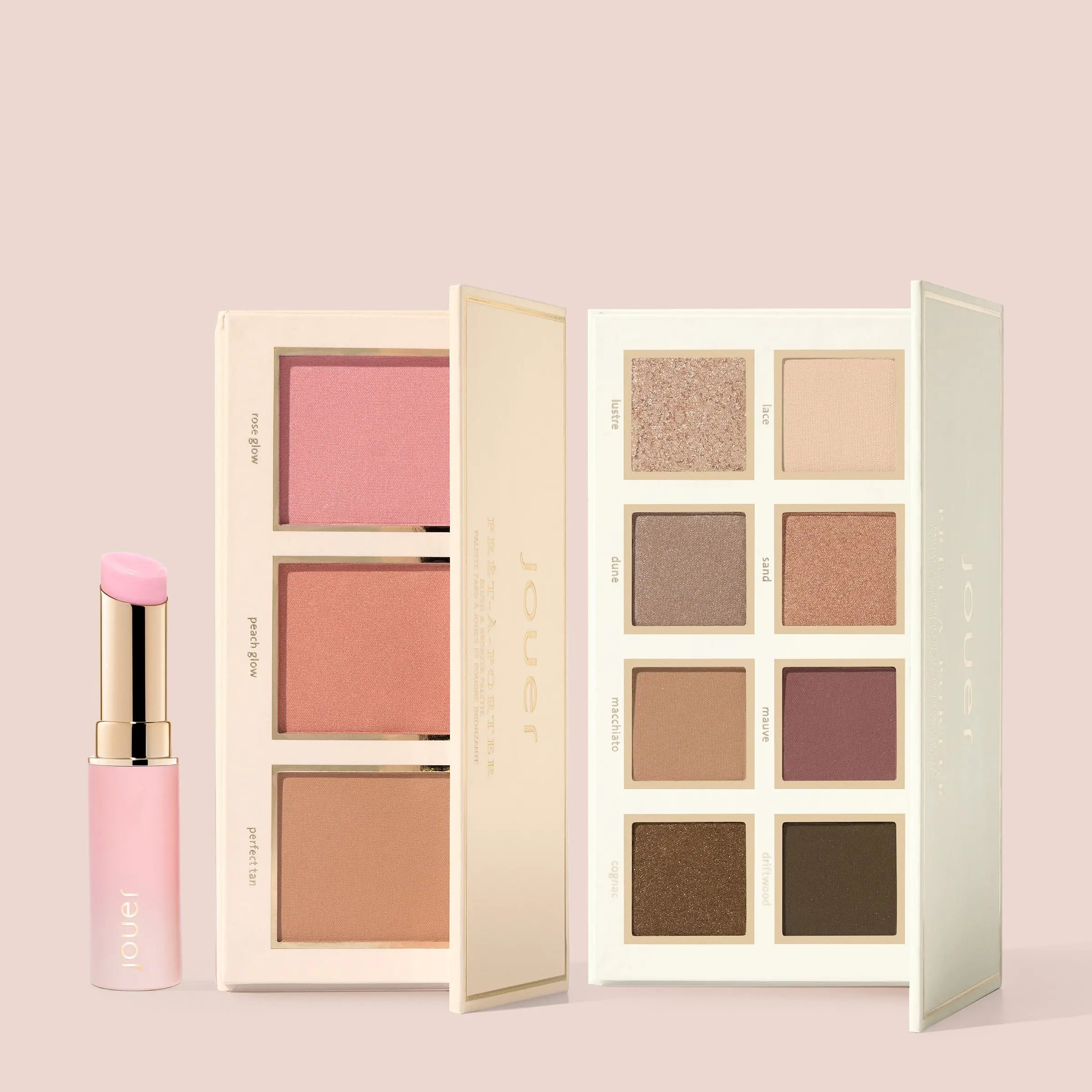 Ready-To-Wear Makeup Set | Eyeshadow, Blush & Bronzer Palettes with pH Adjusting Lip Balm