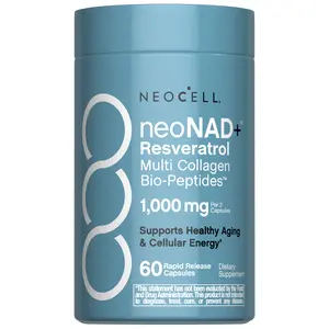 NeoCell NAD+ Resveratrol Supplement - With Multi Collagen Bio-Peptides - 60 Capsules - Supports Healthy Aging & Cellular Energy