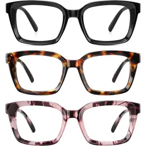 Reading Glasses for Women Men - Blue Light Blocking Readers Oversize Oprah Square Anti Glare/Eyestrain Spring Hinge