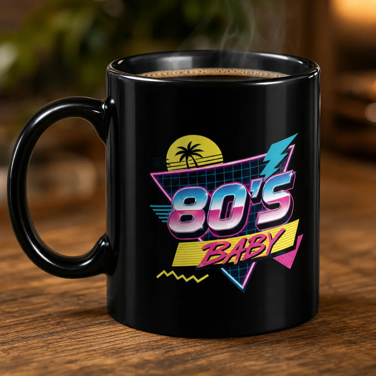 80s Baby Mug, Retro 80s Black Ceramic Coffee Mug, 80s Birthday Gift, Nostalgic Gift for Dad, Mom or 80s Lover, 11 oz