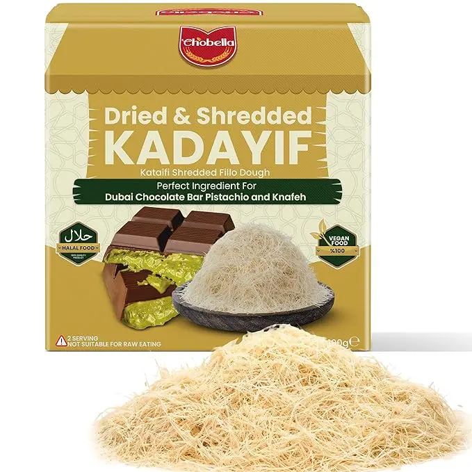 Chobella Premium Dried Kataifi Shredded Fillo Dough, Kurutulmus Kadayif Pastry Dough, Ingredient for Dubai Chocolate Bar Pistachio, Knafeh, Katafi, Katifi, Kunafa, Shredded Phyllo, 100g (3.5 Oz)