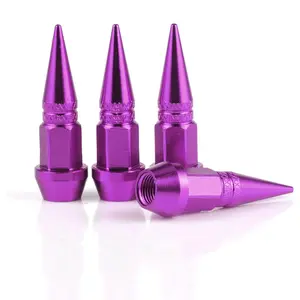 45mm Spiked Aluminum Stem Valve Caps,4PCS Dustproof Tire Wheel Stem Caps for Cars,SUVs,Trucks Bicycles and Motorcycles(Purple)