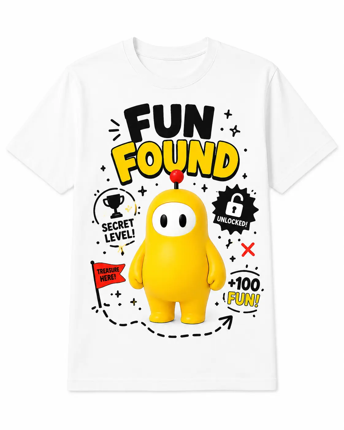MiniGame IP Merchandise Character T-Shirt, MINI WIN, READY AGAIN & FUN FOUND Designs, Unisex Black and White Graphic Tee Breathable Cotton