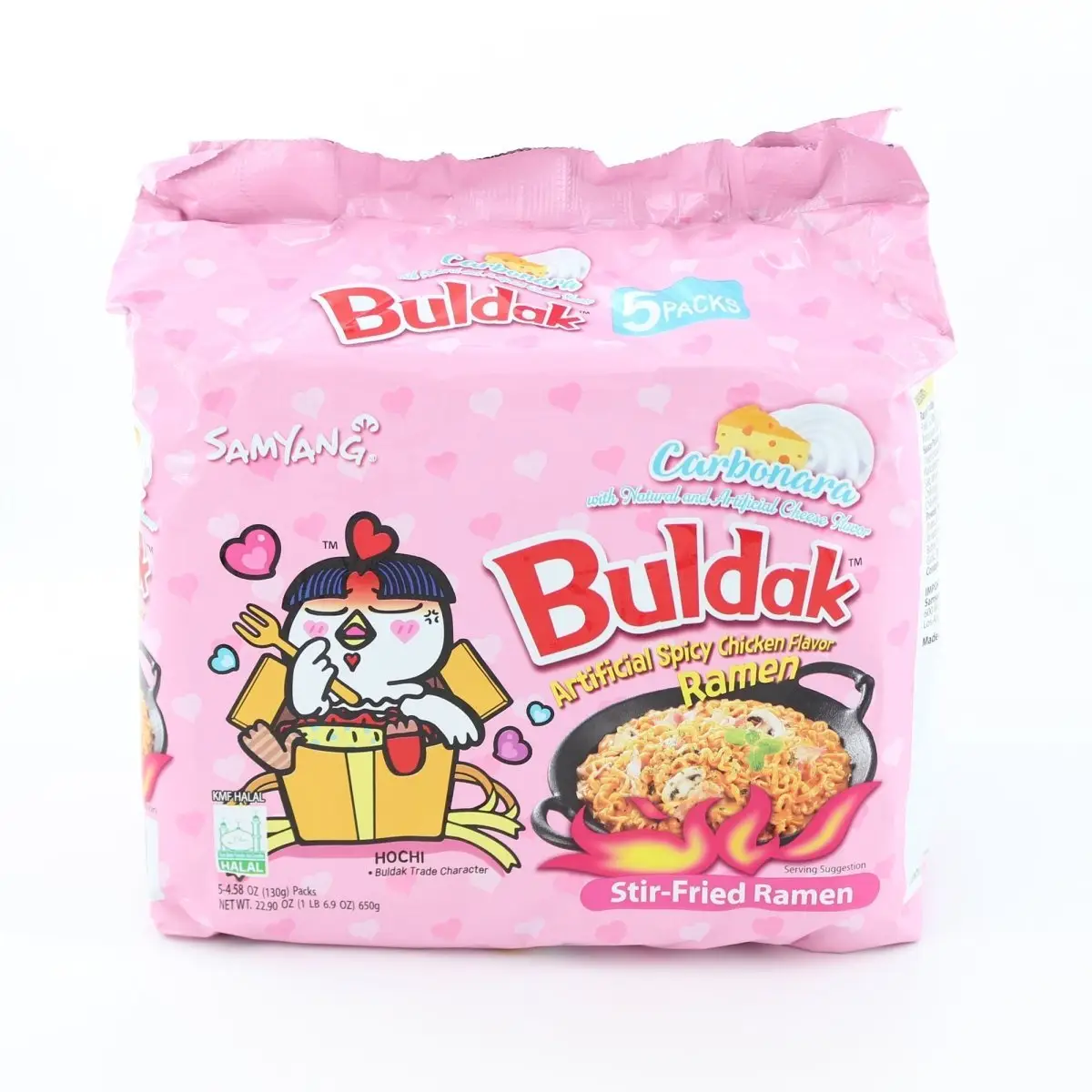 Samyang Buldak Carbonara Ramen 5-Pack – Spicy Korean Noodles With Creamy Fusion Flavor, Perfect for Bold Cravings and Late-Night Eats