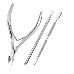 Cuticle Trimmer with Cuticle Pusher and Cutter, Professional Stainless Steel Nippers, Cutter Clippers, Cuticle Remover, Pedicure Manicure Tools for Fingernails and Toenails, Sliver