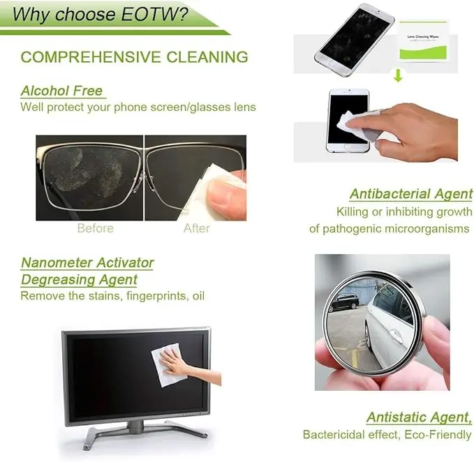Screen Wipes Individually Wrapped, EOTW 120 Computer Glasses Screen Cleaner Wipes, Cleaning Wipes for Monitor/Laptop/iPad/Mobile Phone/LCD TV/Tablet PC/Keyboard Cleaning Kit