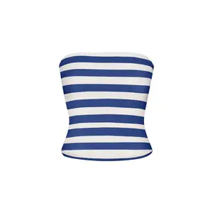 Ritts Strapless Top in Striped Stretch Twill