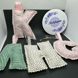 Fabric Letter Keychain - Green Polka Dot Design with Gold Trim Accents, mutiple designs