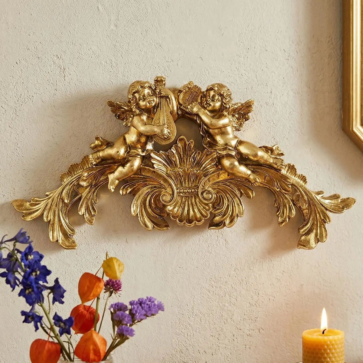 European Style Resin Angel Playing Piano Wall Decor, Living Room Decor, Home Office Bedroom Restaurant Hotel Wall Art, Home Decor Supplies, Decoration, 1pc