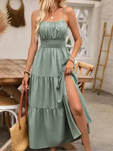 Pleated Cami Maxi Dress - Perfect for Holiday Vacations & Beach Outfits
