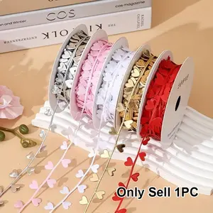 354-Inch Continuous Heart Pattern Satin Ribbon - Multi-Purpose Craft Glitter Trim Ribbon for Flower Wrapping, Clothing Accessories, Gift Box Packaging & Bakery Decoration | Perfect for Holiday Decor & DIY Handicrafts