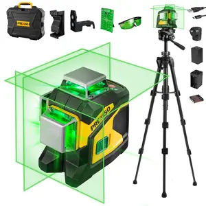 #Summervibes PREXISO Laser Level 3 X 360° Self Leveling with 47 In. Tripod, IP54 Rechargeable 100Ft Green Lazer Leveler Tool for Construction, Home Renovation with Magnetic Base, Battery Adapter, Case, Accessories