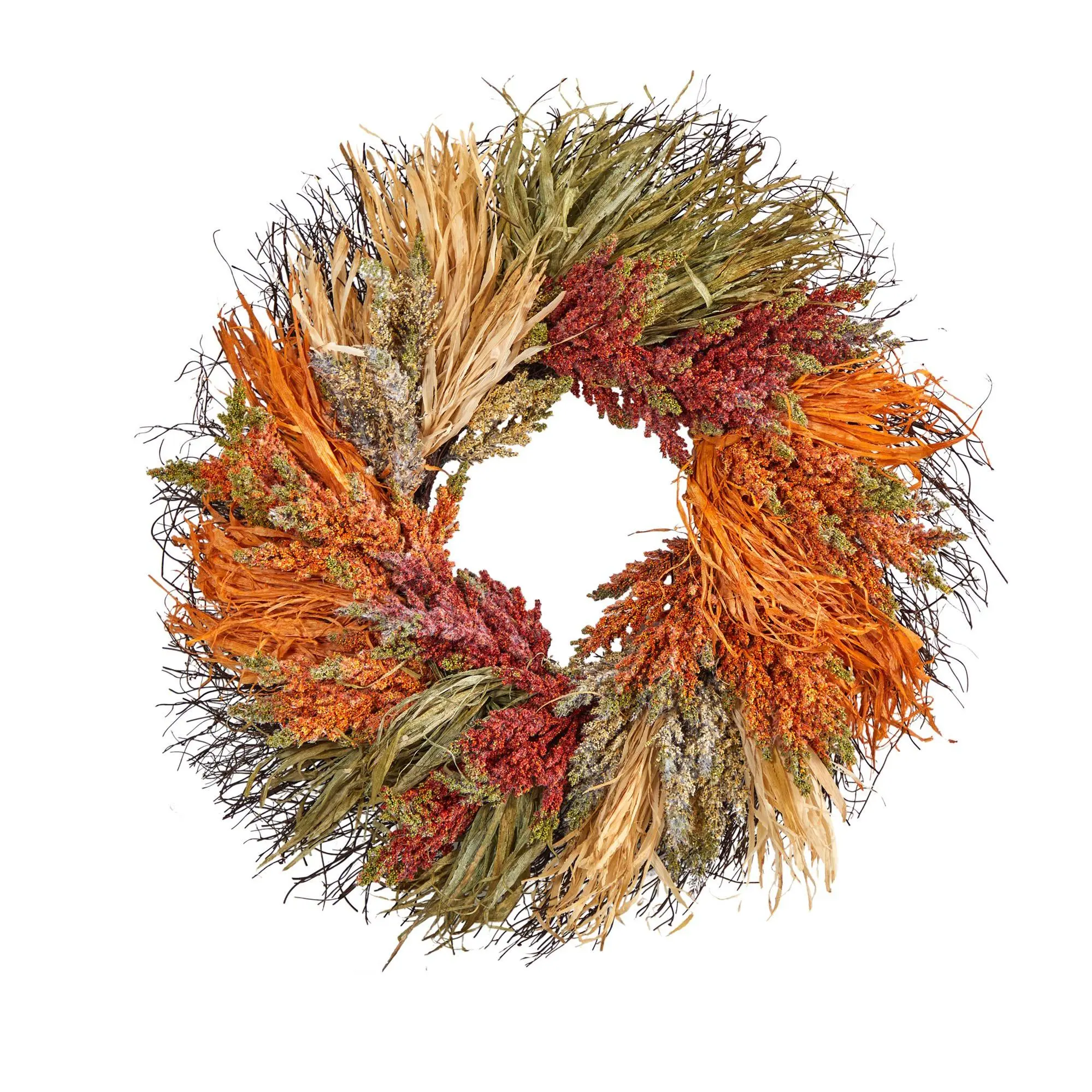 Nearly Natural 26" Sorghum Harvest Autumn Wreath