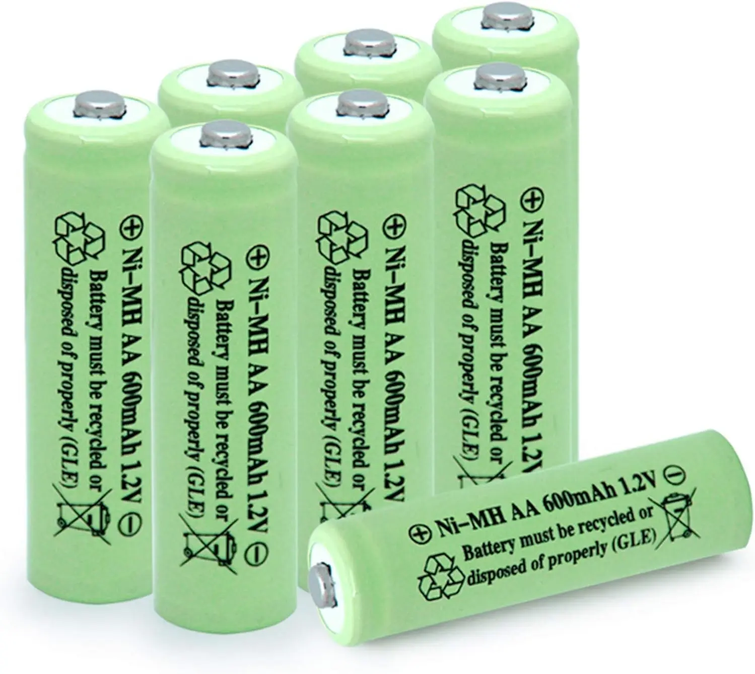 AA Ni-MH 600mAh 1.2V Rechargable Solar Light Batteries for Outdoor Solar Lamps Garden Lights Remotes Mice(8Pcs)