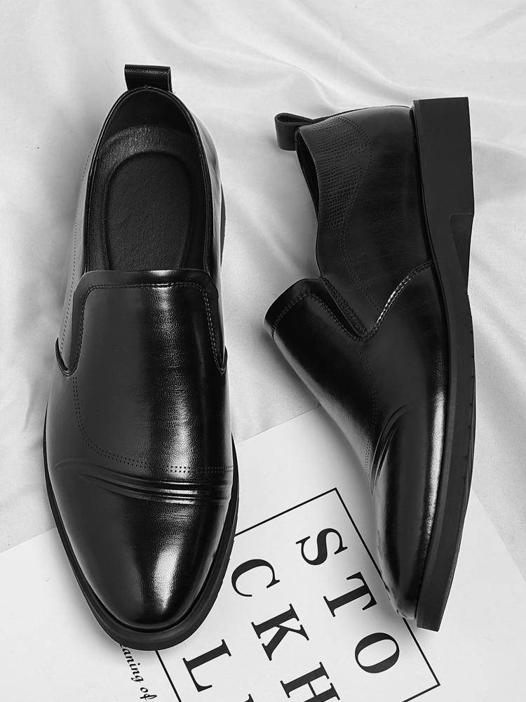 Men’s Classic Faux Leather Slip-On Ankle Dress Loafers - Business Formal Office Footwear with Rubber Sole, Wedge Design, Father’s Day Gift Option, US 10.5 (CN 45, 27.5cm Length)