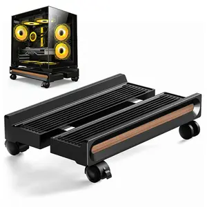Mobile CPU Stand with Wheels, Adjustable PC Tower Stand with Locking Casters, Ventilated Computer Floor Stand, Heavy Duty 80LB Load Capacity