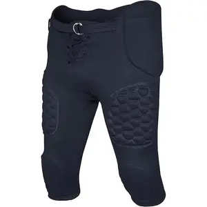 Exxact Sports Rebel Male Integrated Football Pants with Built-in Pads, Lightweight Practice Pants, Lace-up Fly (A, Navy)