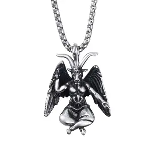 Satanic Jewelry, Sigil of Baphomet Necklace, 3D Devil Demon Satanic Goat Necklaces for Men Women, Dark Mysterious Aesthetics Jewelry